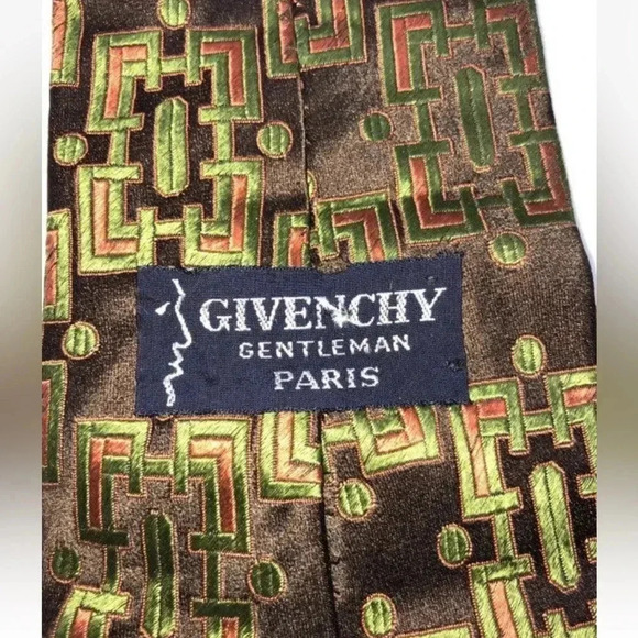Givenchy Mens Multicolor Abstract Silk Adjustable Pointed Necktie - Picture 8 of 9